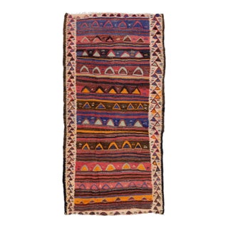 Mid-20th Century Turkish Kilim Multicolor Handmade Tribal Wool Rug For Sale