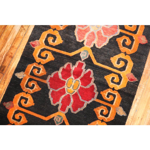 Late 20th Century Vintage Tibetan Floral Rug - 2'11" x 5'9" For Sale - Image 5 of 7