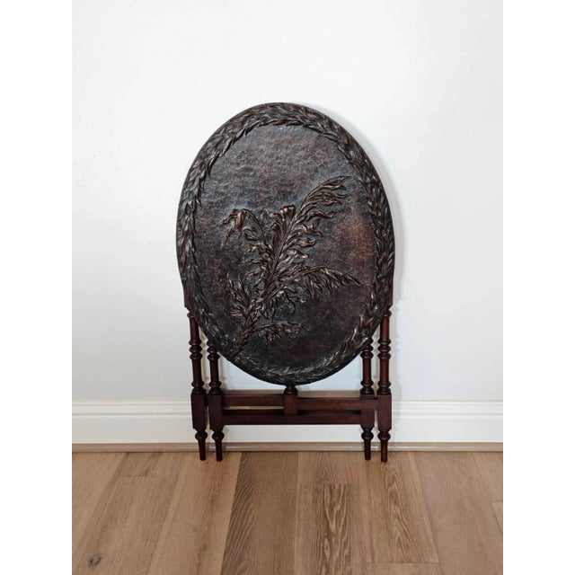 T. Simpson & Son English Victorian Relief Carved Mahogany Tilt-Top Table For Sale - Image 9 of 13