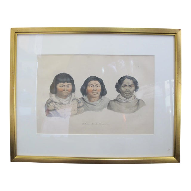 Louis Choris Hand Tinted C1822 Lithograph Plate III 3 Aleutian Natives For Sale