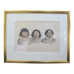 Louis Choris Hand Tinted C1822 Lithograph Plate III 3 Aleutian Natives