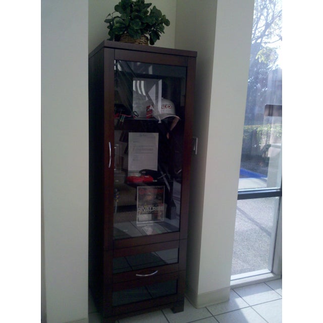 Dark Wood Lighted Display Cabinet Chairish