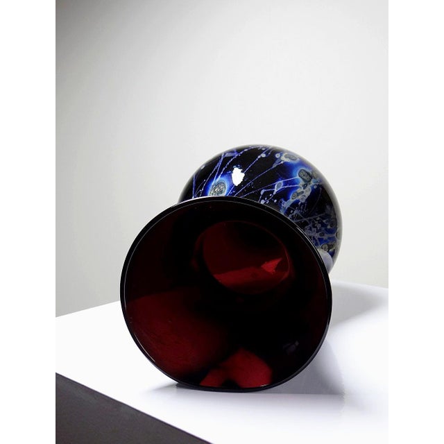 Large Vintage Purple Art Glass Vase with Silver Inclusions, 1960s For Sale - Image 13 of 16