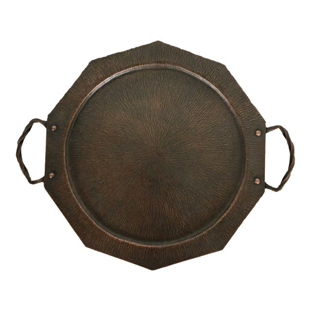 Roycroft Style Arts & Crafts Copper Large Handled Tray, Circa 1920s For Sale