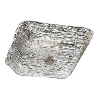 1960s Mid-Century Modern Murano Hand-Blown Textural Clear Glass Venini Flush Mount Chandelier For Sale