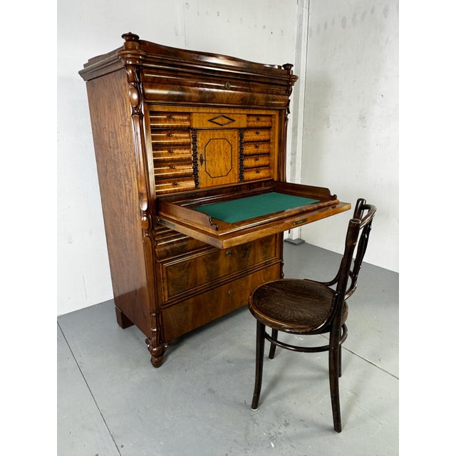 Biedermeier Oak and Mahogany Secretaire, 1860s For Sale - Image 5 of 18