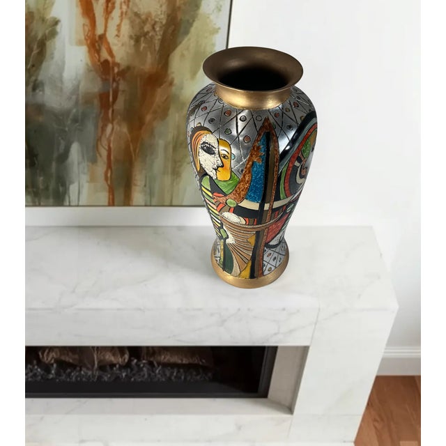 19 In. Tall Vintage Alexander Kalifano Picasso Inspired Vase Two Distinct Abstract Human Profiles. For Sale - Image 14 of 17