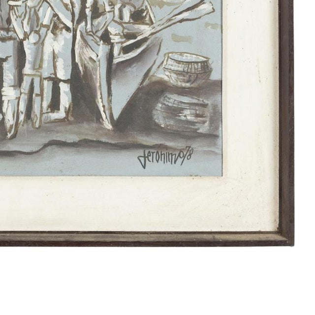 Jerónimo Fernandes Da Silva, Fishermen, 1970s, Oil Painting For Sale - Image 5 of 6