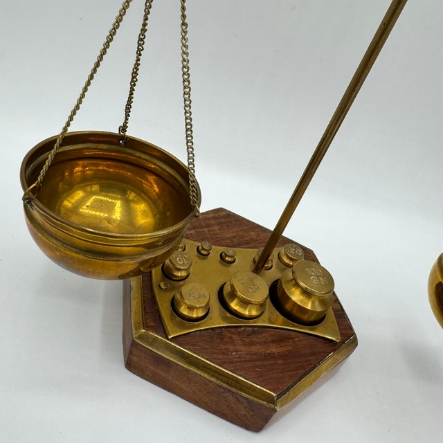 1920s Precision Scale in Brass and Wood, 1920s For Sale - Image 5 of 12