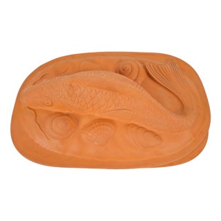 Vintage Terracotta Fish Baking Dish by Romertopf, Germany 1970 For Sale
