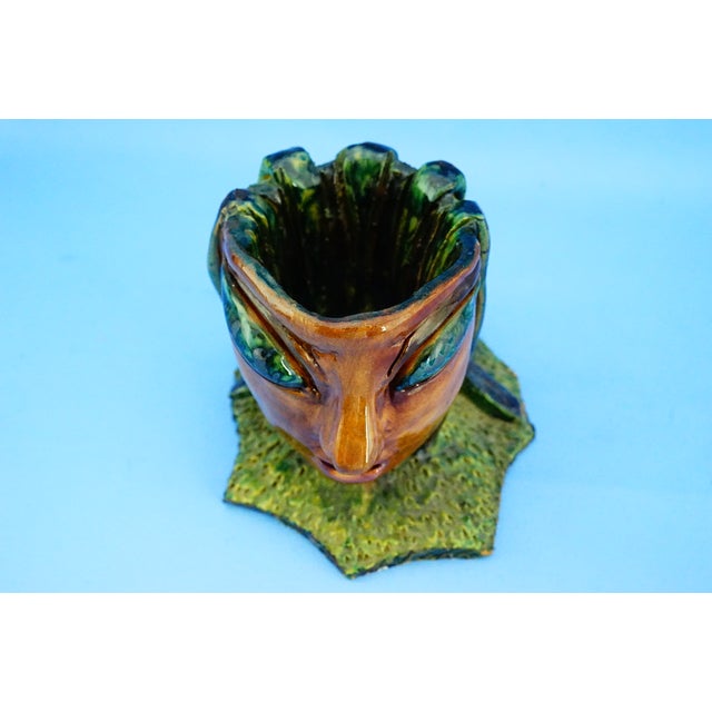 20th Century Ceramic Anthropomorphic Mask Sculptural Vase by Vallauris / Accolay France, 1960s For Sale - Image 11 of 18