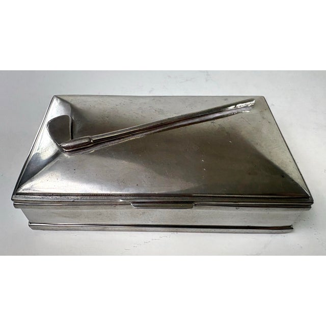 Mid-Century Vintage Nickel Plated German Golfers Trinket Box For Sale - Image 4 of 11