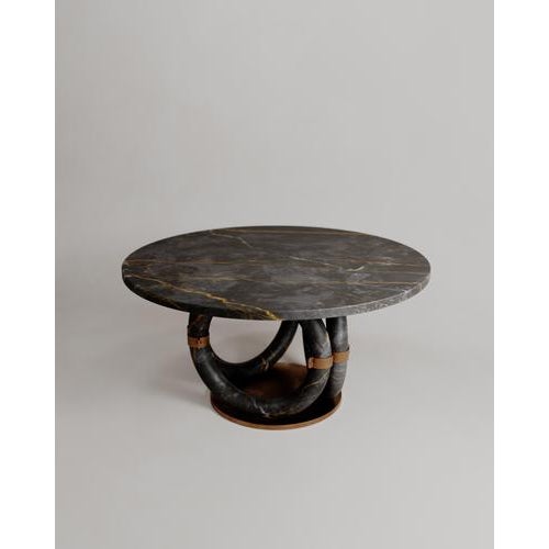 Round Pink Marble and Bronze Lilly Dining Table by Esther Knopfler For Sale - Image 12 of 15