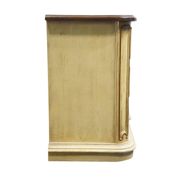 Stanley Furniture Solid Pecan Antiqued Yellow Cream Painted Mediterranean 73" Triple Door Dresser 4723-05 For Sale - Image 14 of 15