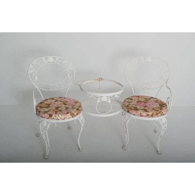 Vintage Woodard Chantilly Rose Wrought Iron Tete a Tete Chair For Sale - Image 12 of 13