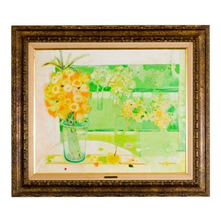 Miguel Guzman Midcentury Oil Painting "Bouquet de Jonquilles," circa 1968 For Sale