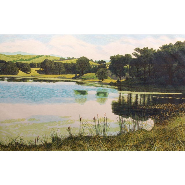 Impressionist Gordon Mortensen "Cattails" Hand Signed Woodcut Reduction Art Print, For Sale - Image 3 of 6