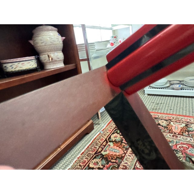 Sculptural Red & Black Glass-Top Dining Table For Sale In Houston - Image 6 of 8