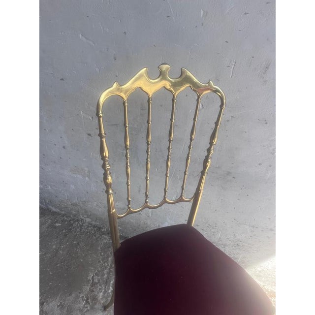Brown Vintage Italian Brass Chiavari Chair, 1970s For Sale - Image 8 of 10