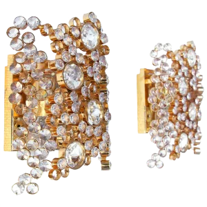 Bubble Wall Sconces in Swarovski Crystal and Gilt Brass from Palwa, 1970s, Germany, Set of 2