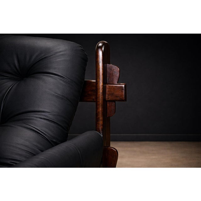 Brazilian Modern Three-Seat Leather Sofa in Rosewood & Leather by Jean Gillon, 1970s For Sale - Image 9 of 14