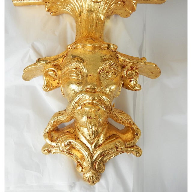Pair of Asian Man Chinoiserie Plaster Brackets- Late 20th Century Gilded George II Style For Sale - Image 9 of 12