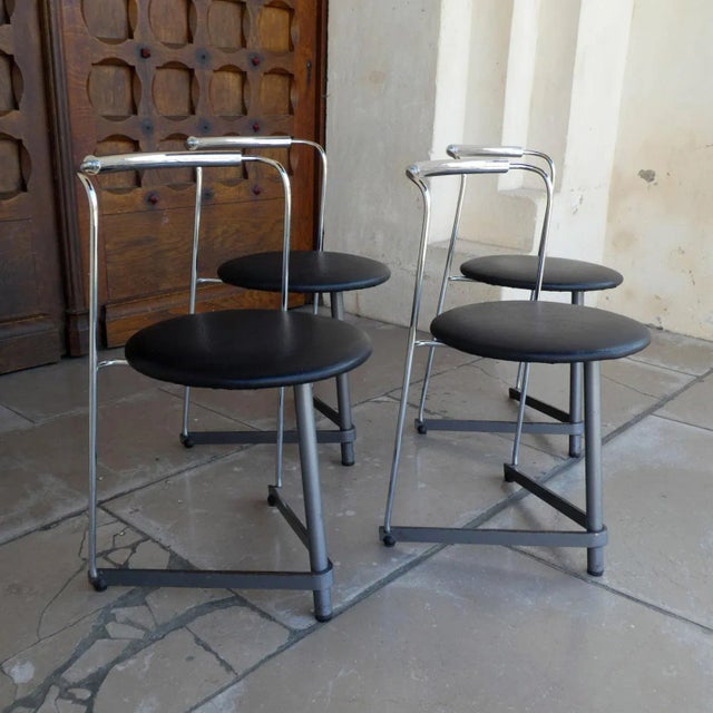 Black Vintage Chairs, 1980, Set of 4 For Sale - Image 8 of 11