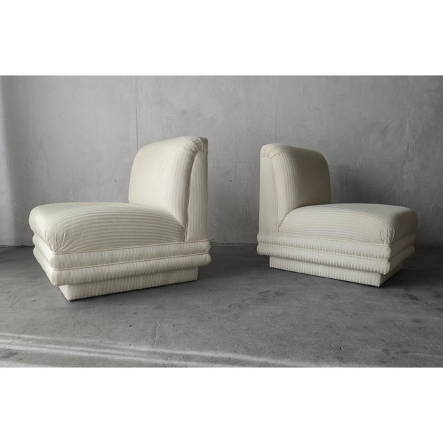 Textile Large Scale Pair of Post Modern Slipper Chairs For Sale - Image 7 of 9