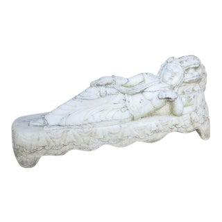 Antique Marble Reclined Kwan Yin Buddha Statue For Sale