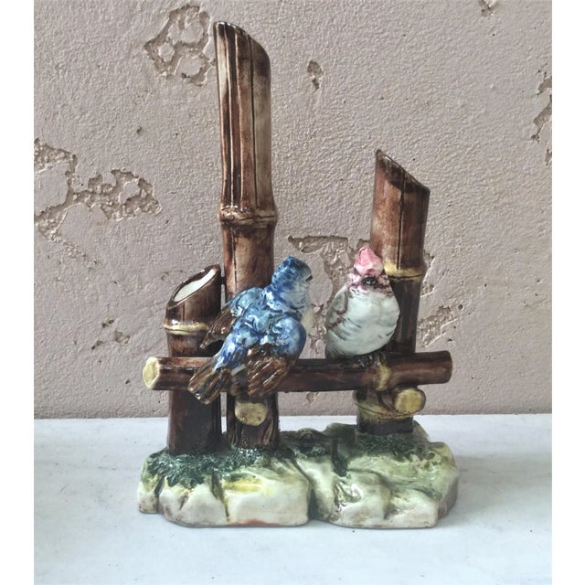 Ceramic 1890 Austrian Majolica Birds Vase For Sale - Image 7 of 7