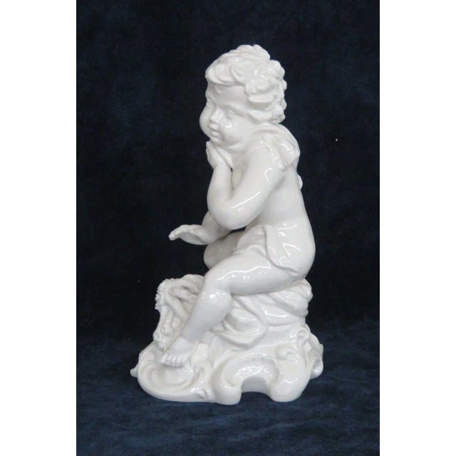Porcelain White Cherub Wearing a Scarf Sculpture Figurine Made in Italy For Sale In Miami - Image 6 of 12