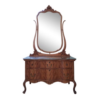 Antique Birds Eye Maple Mirrored Vanity For Sale
