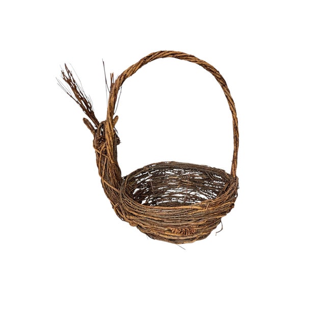 Brown Vintage Natural Vine and Pinecones Stag Deer Basket For Sale - Image 8 of 8