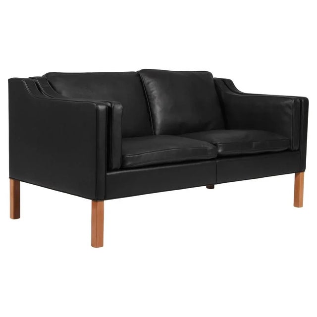 Black 2-Seater Sofa attributed to Børge Mogensen for Fredericia For Sale - Image 8 of 8