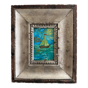Serg Graff "Clipper "F" Sailing Ship Acrylic Painting Framed Small Nautical Art