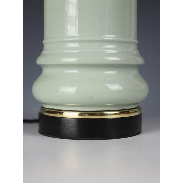 Victorian French Celadon Glazed Ceramic Oil Lamp, 1890 For Sale - Image 9 of 10