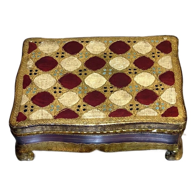 Florentine Gilt Jewelry Box W/ Velvet Lining For Sale
