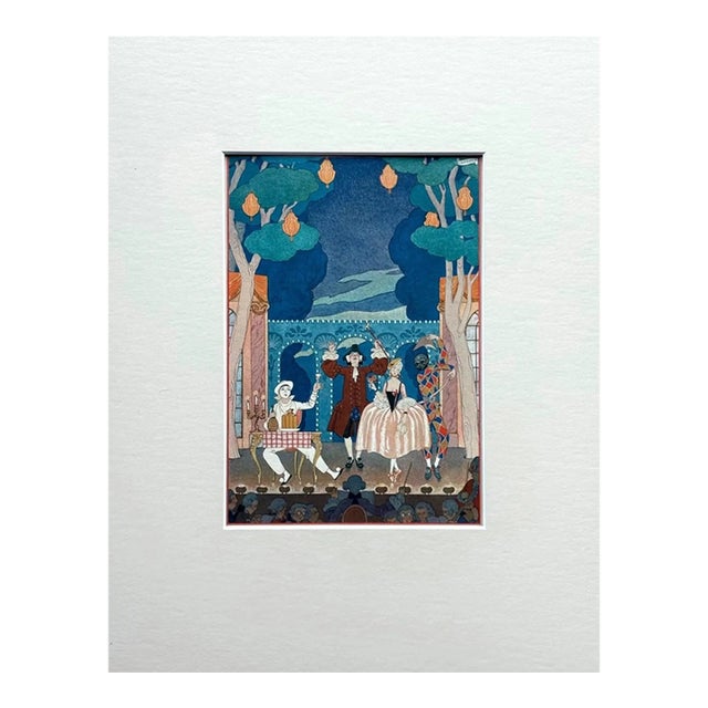 Original George Barbier 1928 Hand-Colored Pochoir Print: "Pantomime" For Sale