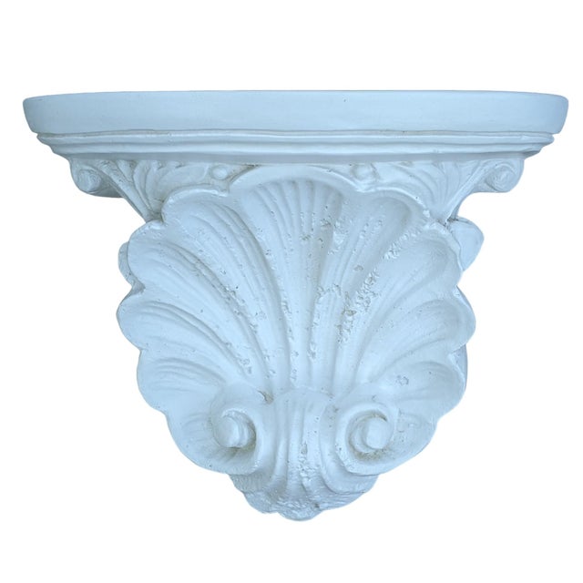 Vintage White Plaster French Rocaille Shell Decorative Wall Bracket For Sale In Charlotte - Image 6 of 9
