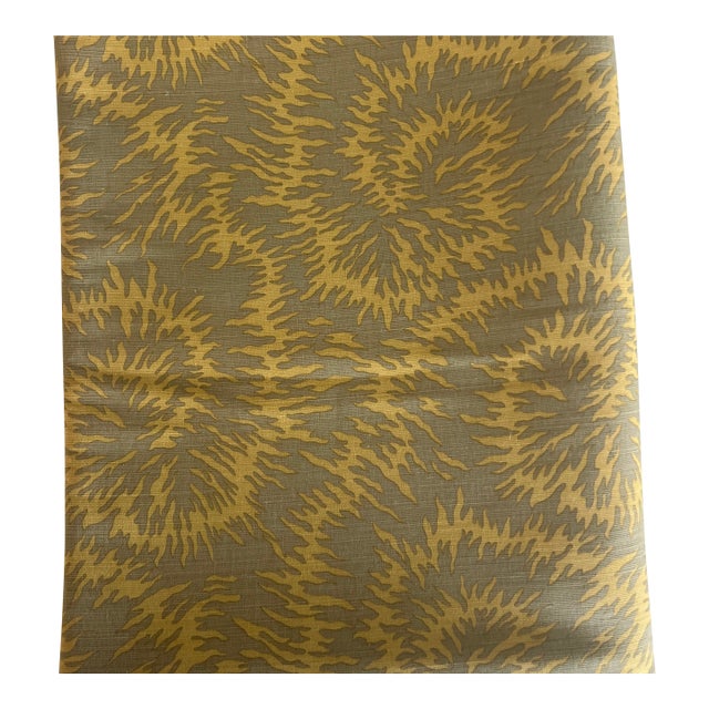 Jane Shelton Swish Yellow and Tan Linen Fabric- 4 Yards For Sale
