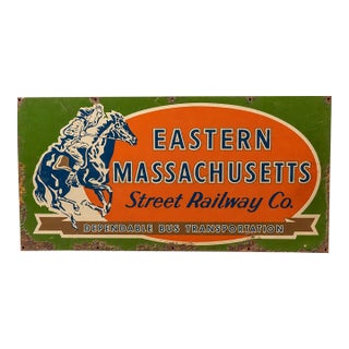 Vintage Painted Metal Railway Advertising Sign For Sale