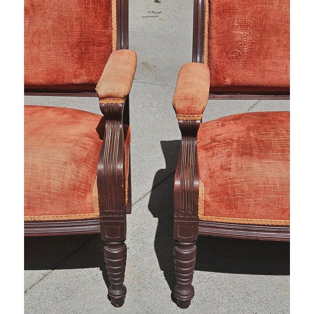 Pair of Antique American Eastlake Walnut Armchairs, Circa 1875–1890 For Sale - Image 9 of 14