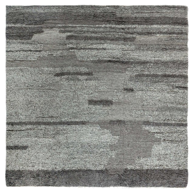 Tulu Nadu ‘Grey Strata’ Abstract Modern Wool Rug by Doris Leslie Blau For Sale