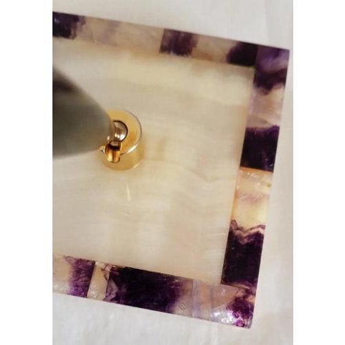Gemstone Vintage British Blue John & Onyx Pen Stand and Paperweight, 1970s For Sale - Image 7 of 12