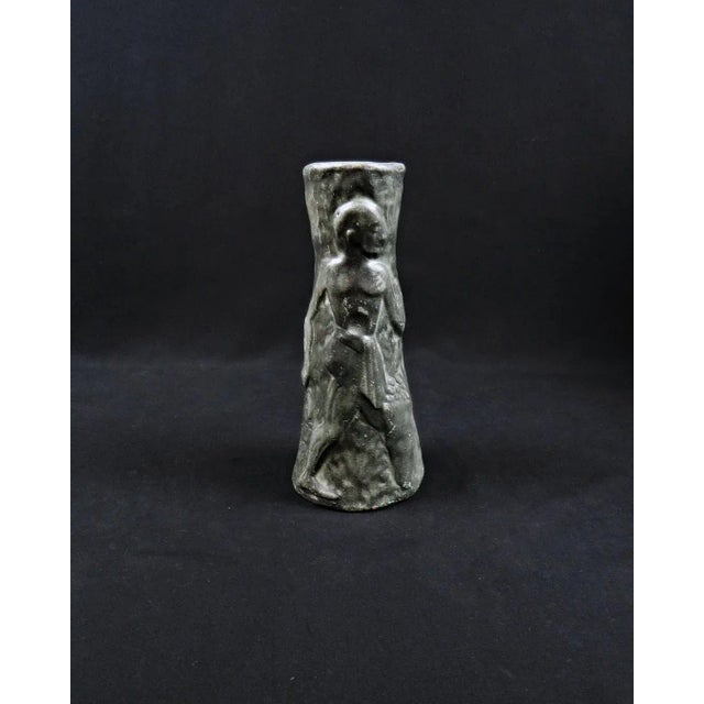 Forest Green Art Deco Terracotta Vase in the style of Walter Gerhard, 1960s For Sale - Image 8 of 8