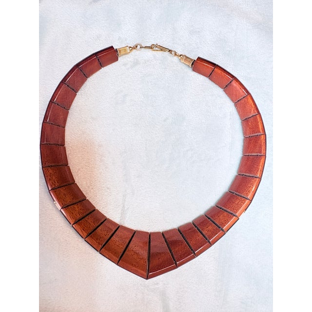 1980s 1980s Signed Adair Rosewood Choker & Bracelet Set – Ebony & Maple Inlay, Brass Accents, 2 Pieces For Sale - Image 5 of 10