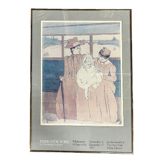 1977 Mary Cassatt in the Omnibus New York Library Art Gallery Poster, Framed For Sale