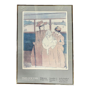 1977 Mary Cassatt in the Omnibus New York Library Art Gallery Poster, Framed