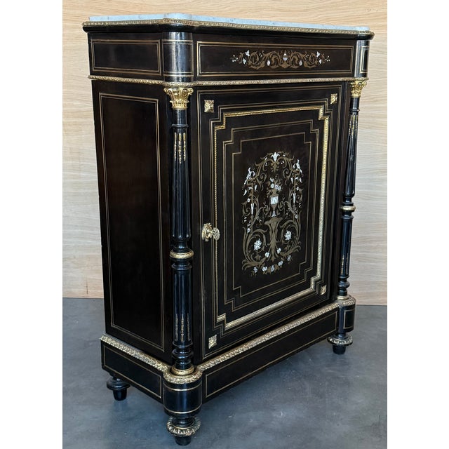 French French 19th Century Napoleon III Period Cabinet With Metal Inlays For Sale - Image 3 of 13