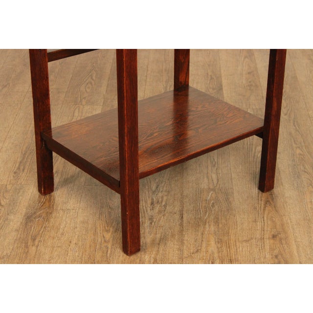 Wood Antique Arts & Crafts Oak Shaving Stand For Sale - Image 7 of 12